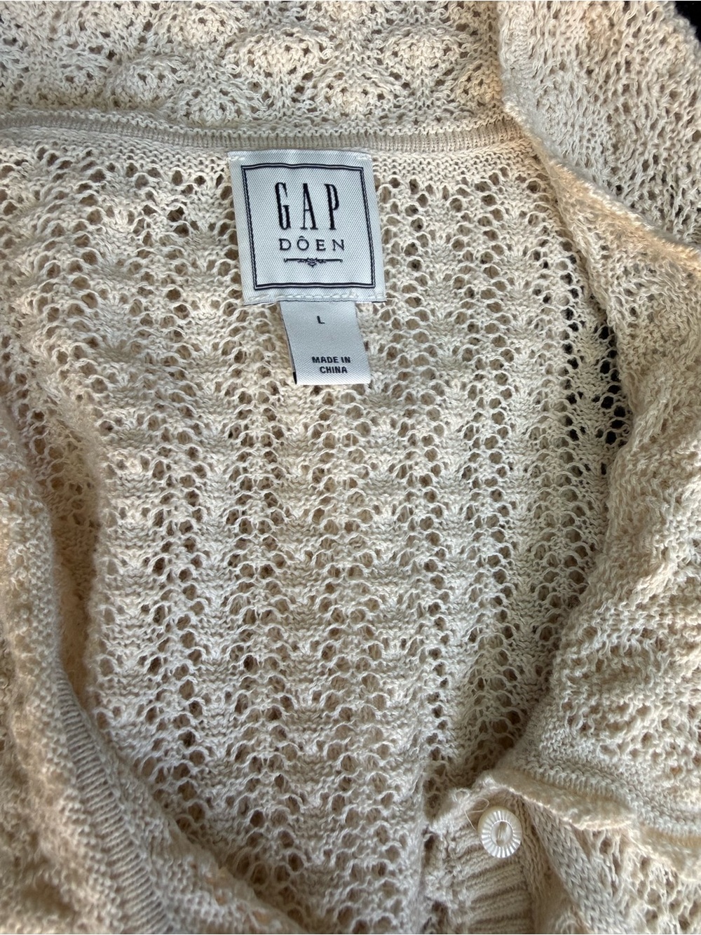 Gap × DÔEN Linen-Blend Pointelle Cardigan - L - Picture 5 of 6